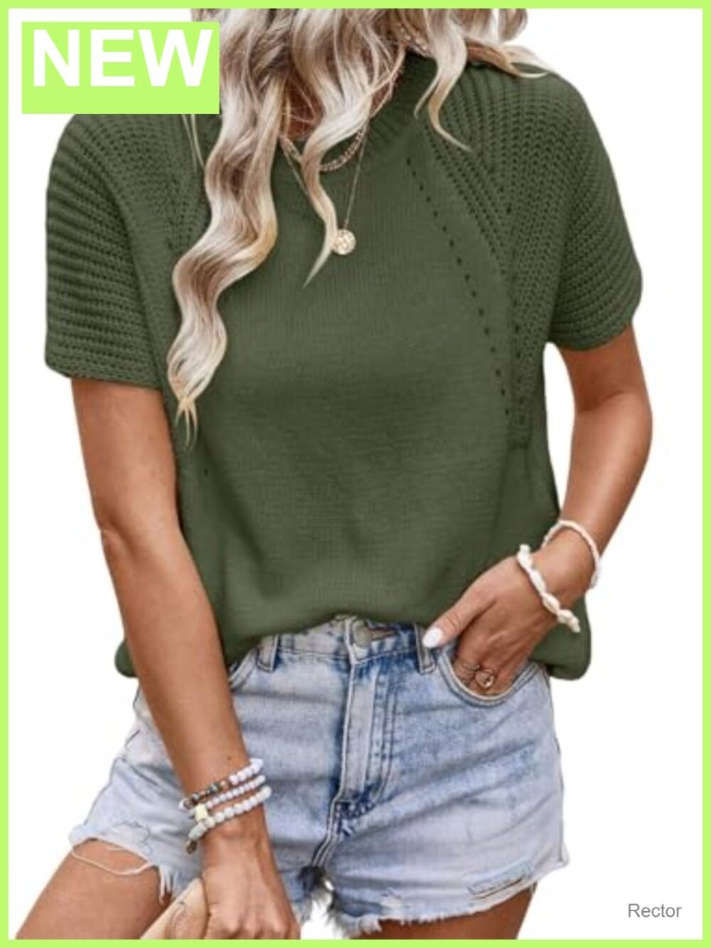 Dokotoo Women's Knit Top Short Sleeve Crewneck Hollow Out Summer Blouse